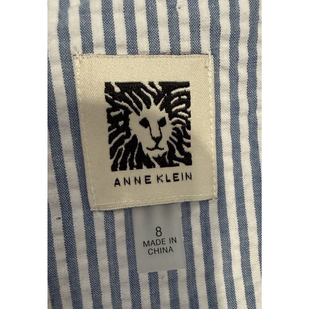Anne Klein Blue White Seersucker Dress Size 8 Sleeveless Fit & Flare - Picture 6 of 9